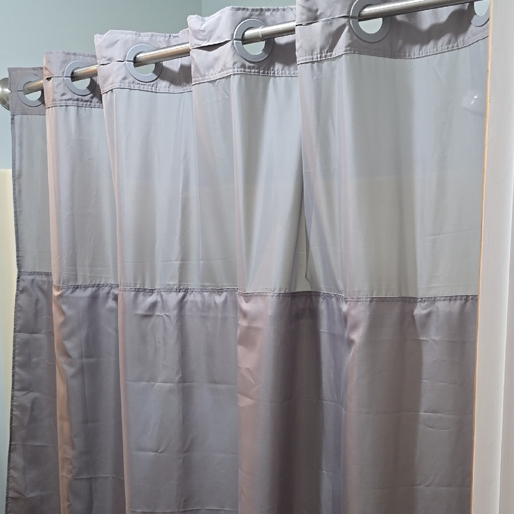Elegant Gray Hookless Shower Curtain